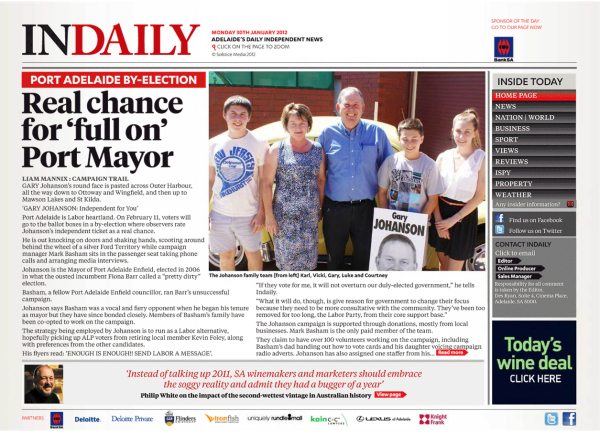 Gary Johanson Front Page InDaily